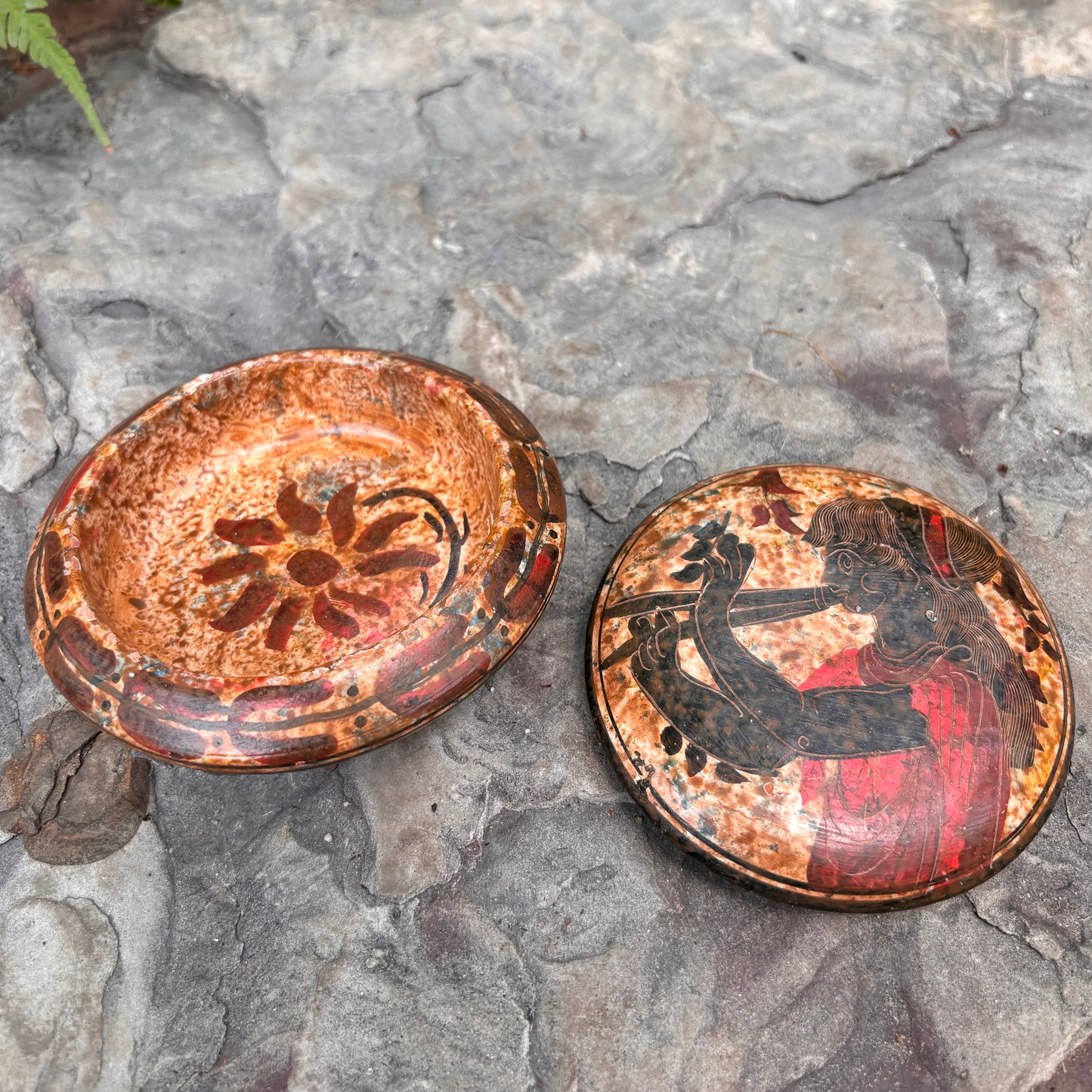 Greek Hand Painted Box w Lid