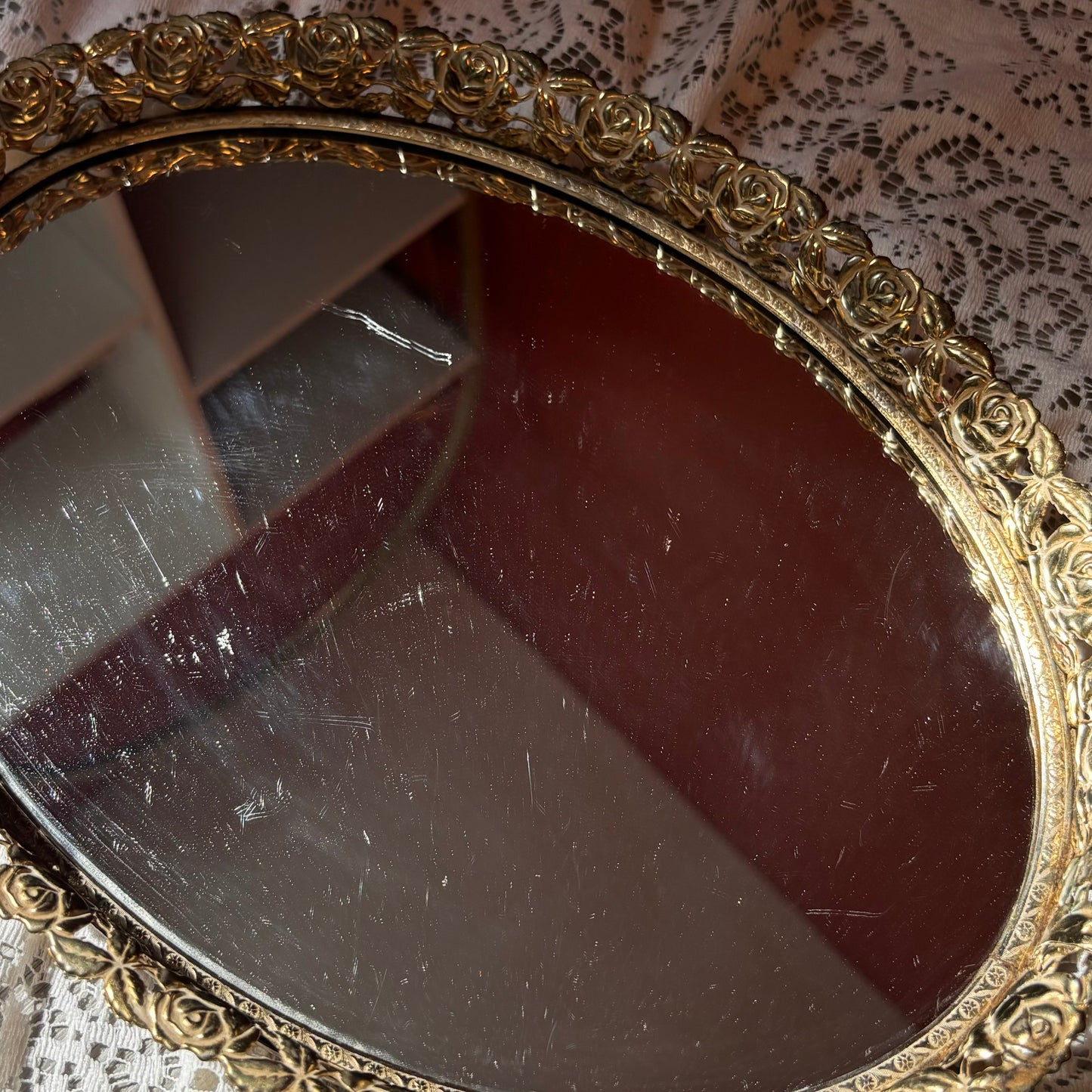 Gold Floral Vanity Tray