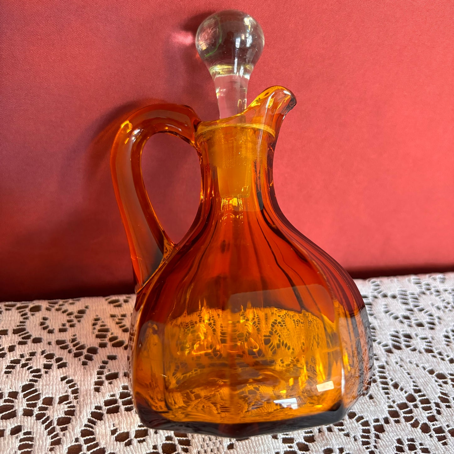 Hand Blown Amber Decanter