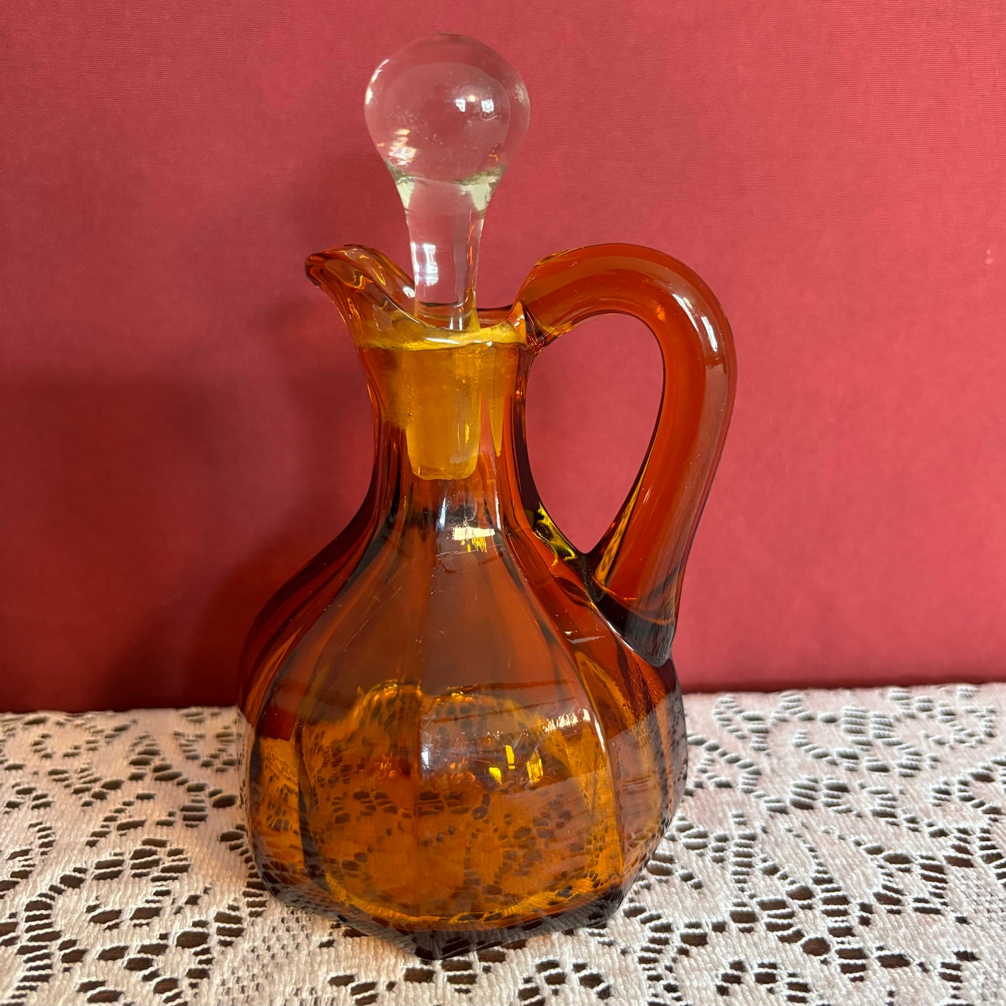 Hand Blown Amber Decanter