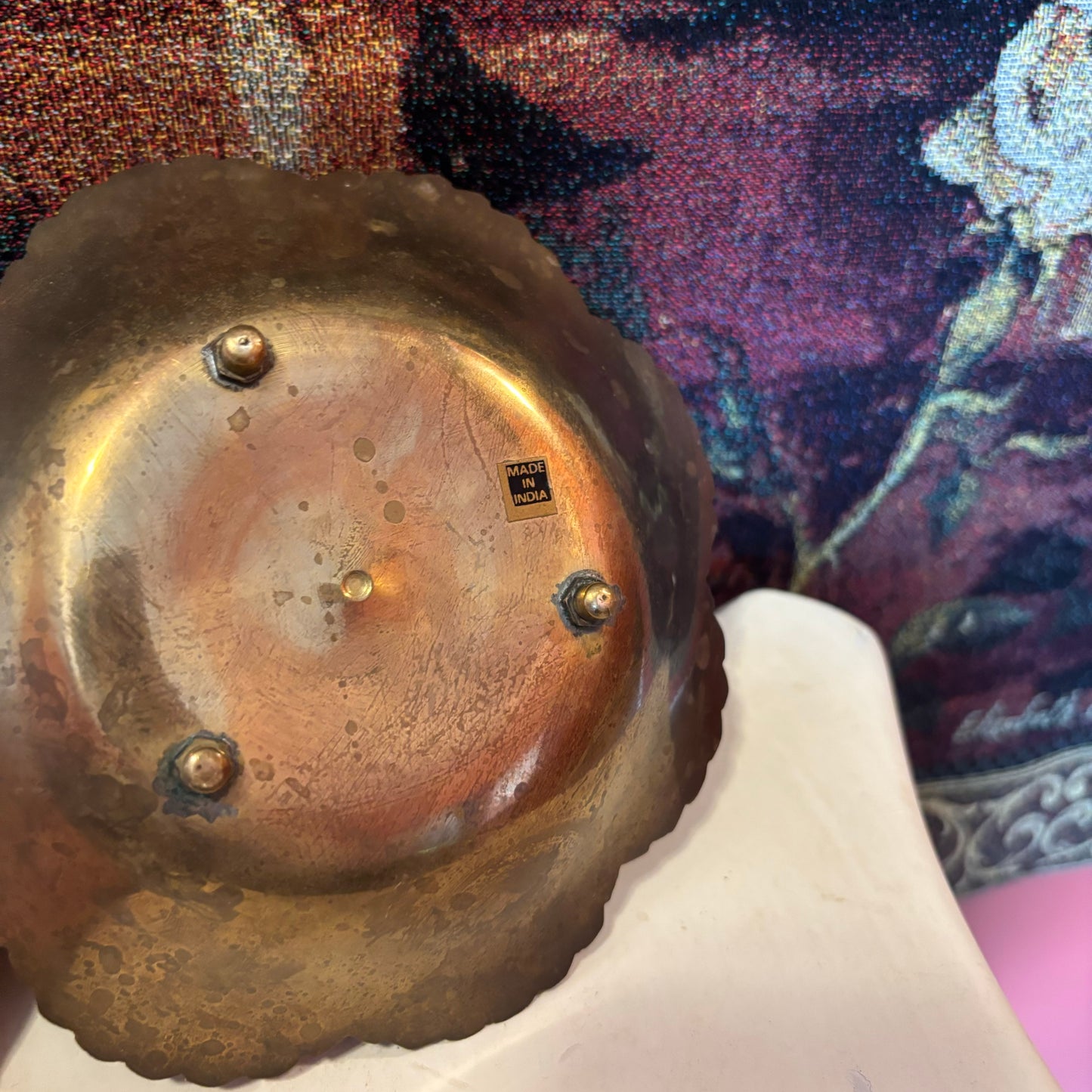 Brass Painted Floral Footed Bowl