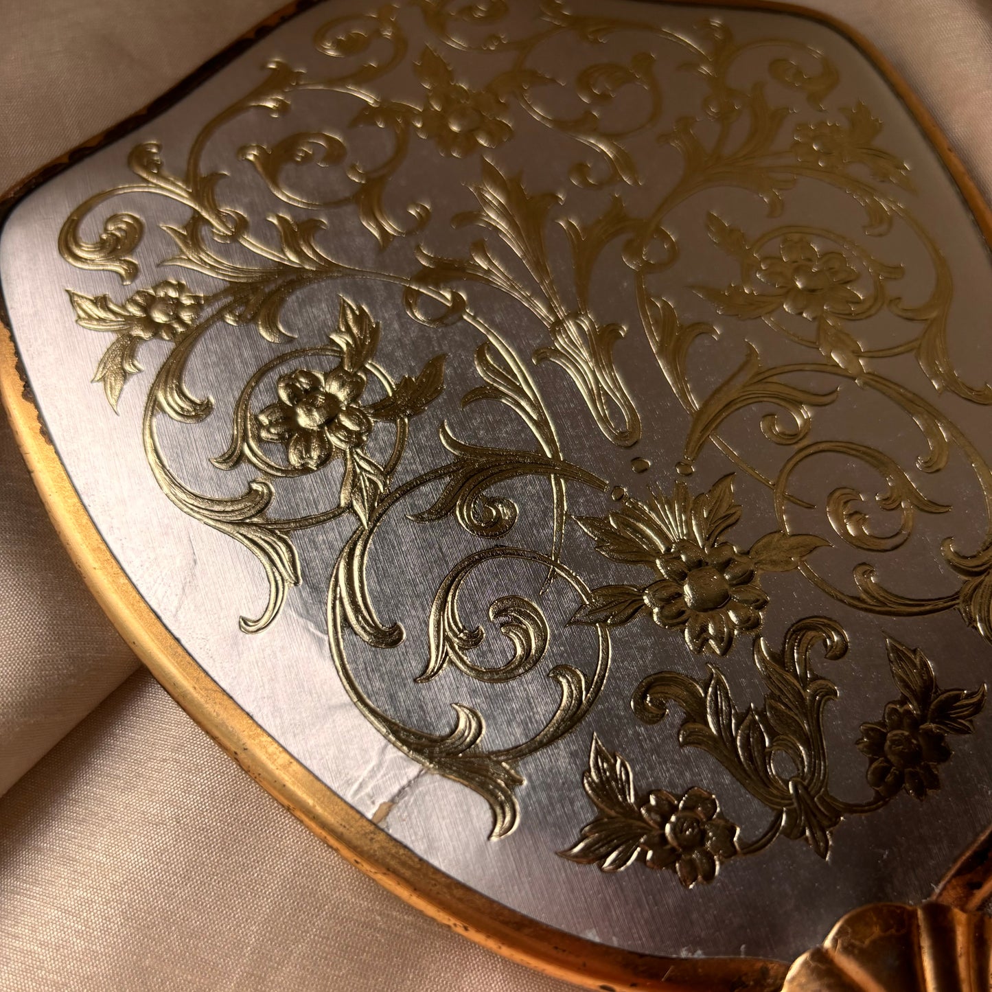 Gold Ornate Floral Hand Held Mirror